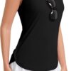Golf Polo Shirts for Women V Neck Collared Sveless Tennis Tops Quick Dry UPF 50+ Sun Protection Work Athletic Tank Top