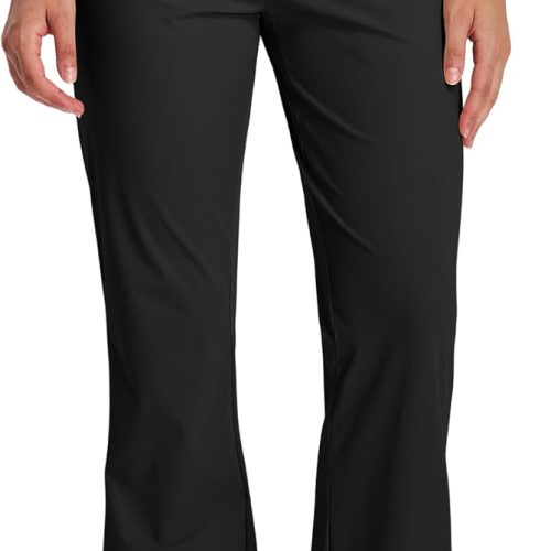 Women Pants with Pockets 29"/31" High Waisted Lightweight Bootcut Casual Pants for Golf Travel Work Athletic