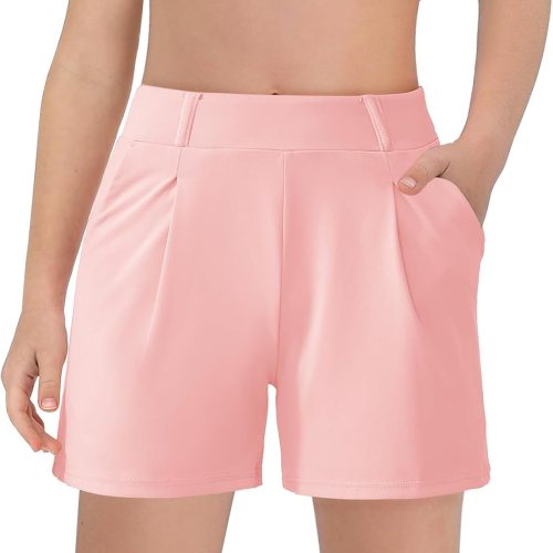 Girls Shorts Kids Casual High Waisted School Uniform Shorts with Pockets 5-14 Years