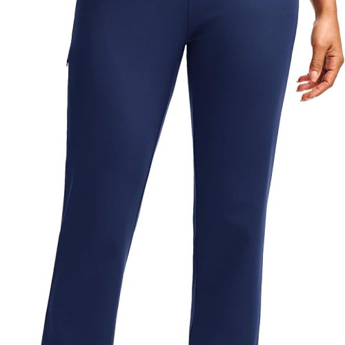 Women Fce Lined Pants Golf Pant with Zipper Pockets Slim Stretch Dressy Travel Business Work Casual Slacks
