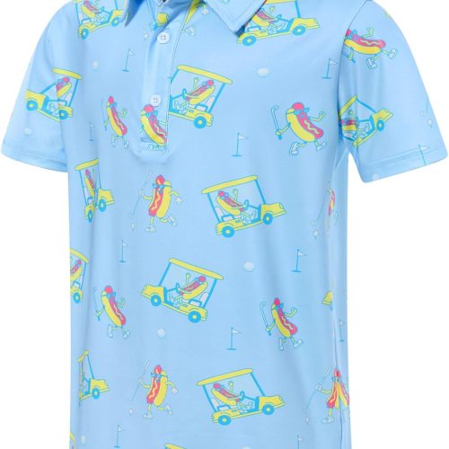 Boys Performance Polo Short Sve Active Collared Shirt Funny Sport Clothes Size 5-14