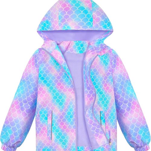 Girls Rain Jacket Waterproof Hooded Fce Lined Lightweight Windbreaker Kids Windproof Jackets Raincoats Kids