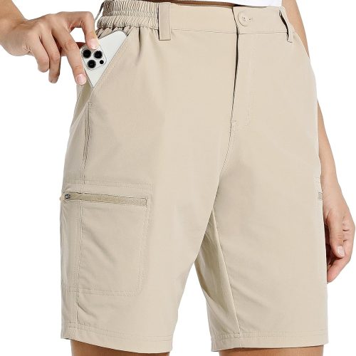 Women 10" Hiking Cargo Shorts Stretch Golf Active Long Quick Dry Outdoor Summer Shorts