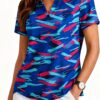 Women Golf Shirt Short Sve Polo Shirts UPF 50+ Tennis Top V-Neck Workout Tops Collared Activewear T-Shirts
