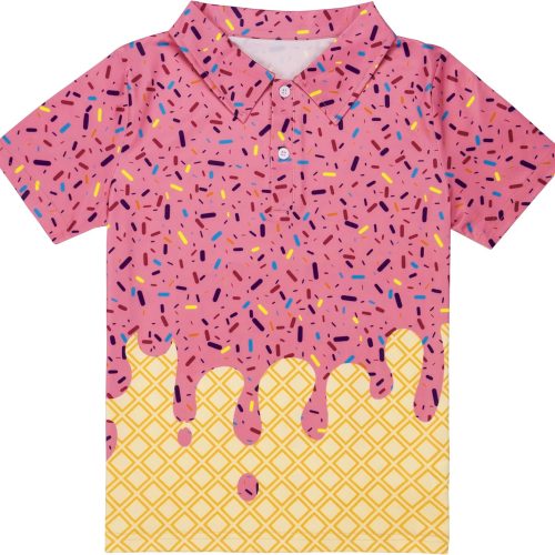 Boys Polo Shirt Size 5-12 Ice Cream Golf Shirts for Kids Hawaiian Performance Shirt for School Active